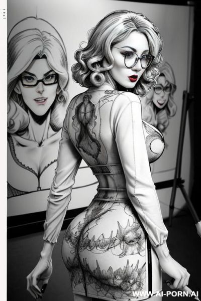 ((((mediun body shot)))) ((((image comic-drawing pencil style)))) down level shot boobs in closedup ((((from behind)))) ((((in the photography studio)))) ((((photography camera)))) ((((hate)))) ((((huge - ai-porn.ai - Italy on pornintellect.com