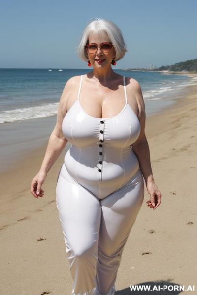 Social old sexy plump gilf. tight top, extremely pretty, full lips, button nose, hoop earrings, busty round boobs, hourglass figure, tight waist - ai-porn.ai on pornintellect.com