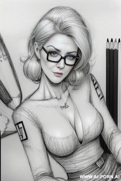 ((((image comic-drawing pencil style)))) ((((medium body shot)))) ((((in the office)))) ((((hate face)))) pretty italian woman full lips, muscle fit , black short skirt , white long-sleeved shirt on - ai-porn.ai - Italy on pornintellect.com