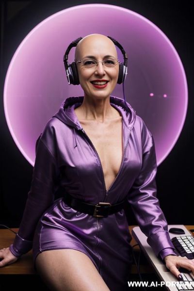 ((((view fish eye lens)))) up level shot forehead in closedup hyperrealism painting: slender bald old japanese librarian, age twenty, ((aa cup teardrop boobs)), on the desert field, bald head, - ai-porn.ai - Japan on pornintellect.com