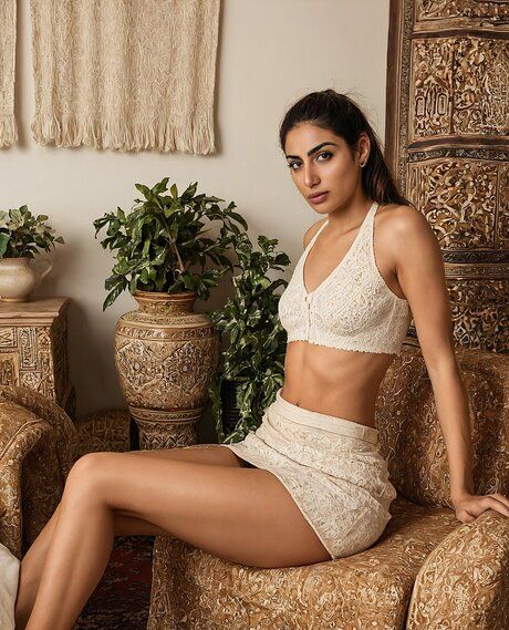 Pretty girl with a flat chest doffs white lingerie to pose nude - pornpics.com on pornintellect.com