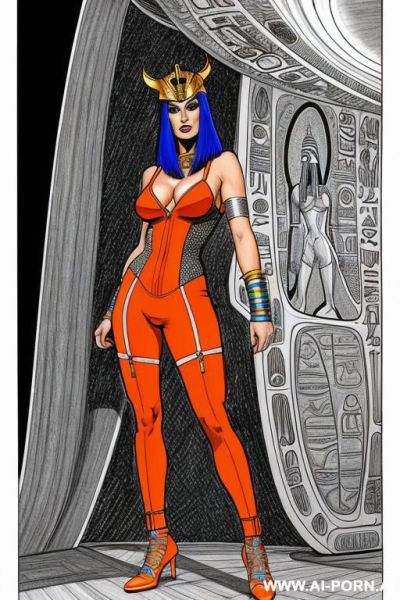 Image comic-drawing pencil style. the hyper-muscular old gay, dressed in a fantasy bodysuit, enters the spaceship. his chest, abs, buttocks, arms, and legs are clearly defined, and his huge cock - ai-porn.ai on pornintellect.com