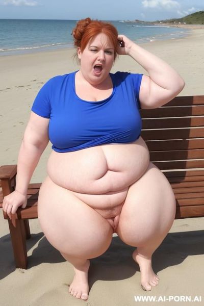 Extreme obese bbw , naked, outdoor, walking, tails, front view - ai-porn.ai on pornintellect.com