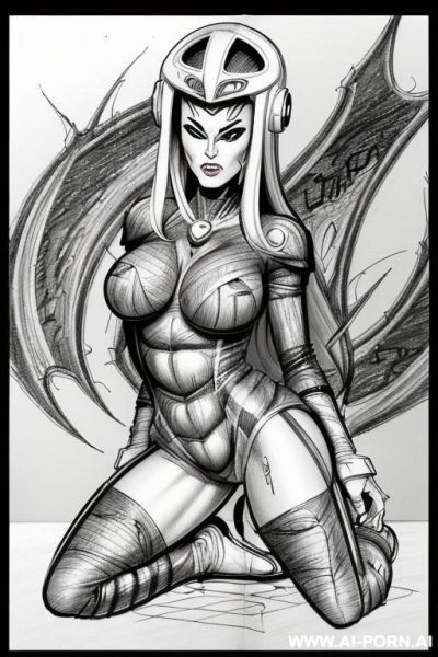 ((((image comic-drawing cartoon style)))) by giger. football woman, perky tits, firm tight ass, tightest naughty soccer sci-fi uniform thong and bra, sci-fi helmet by giger, sexy pussy.((((image - ai-porn.ai on pornintellect.com