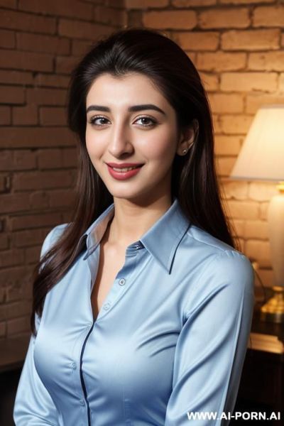 Fancy pants, long sleeve button up shirt , oval office , brick wall background, lean, (photorealistic), (ultra detailed photo), (hyper realistic photo), (urwa hocane ), hud3 - ai-porn.ai on pornintellect.com