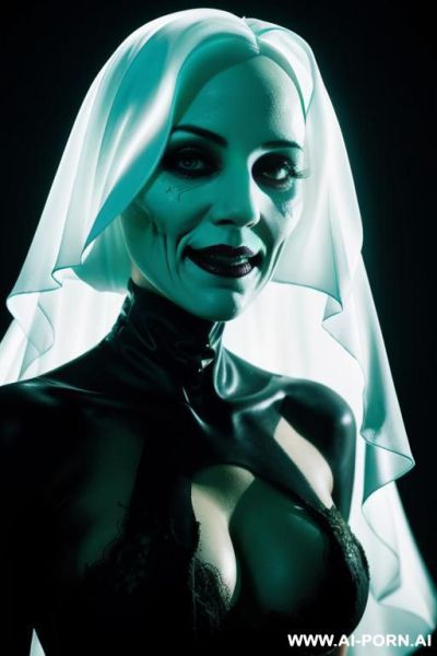 Creepy face, creepy smile, noonwraith ghostly glow, ((ghost)) field background - ai-porn.ai on pornintellect.com