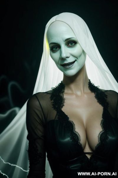 Creepy face, ((creepy smile)), noonwraith ghostly glow, ((ghost)) field background - ai-porn.ai on pornintellect.com