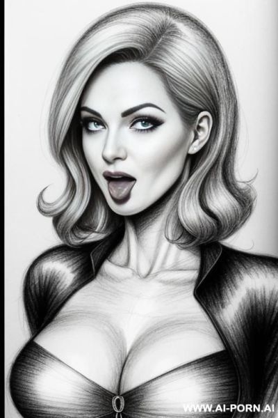 ((((image comic-drawing pencil style)))) ((((medium body shot)))) ((((very impressed)))) ((((eyes contact direct)))) ((((in the office)))) ((((very open eyes)))) ((((open mouth and tongue out)))) ((((silly - ai-porn.ai - Italy on pornintellect.com