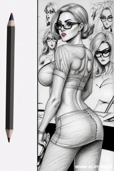 ((((image comic-drawing pencil style)))) ((((medium body shot)))) (((in the office)))) ((((very serious face)))) ((((from behind)))) ((((pouting lips)))) pretty italian woman full lips, muscle fit , black - ai-porn.ai - Italy on pornintellect.com