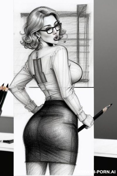 ((((image comic-drawing pencil style)))) ((((medium body shot)))) (((in the office)))) ((((very serious face)))) ((((from behind)))) ((((open mouth)))) pretty italian woman full lips, muscle fit , black - ai-porn.ai - Italy on pornintellect.com