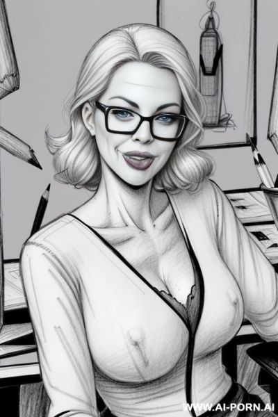 ((((image comic-drawing pencil style)))) ((((medium body shot)))) ((((in the office)))) ((((crooked open mouth)))) ((((silly face)))) pretty italian woman full lips, muscle fit , black short skirt , - ai-porn.ai - Italy on pornintellect.com