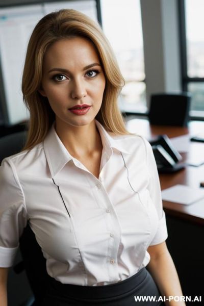 Office shirt, ((juicy tits)), pencil skirt, sexy german - ai-porn.ai - Germany on pornintellect.com