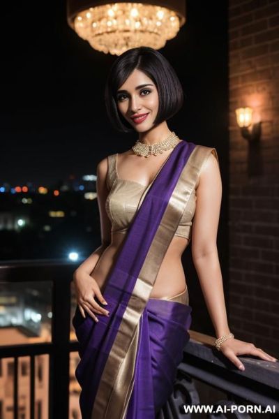 (purple fancy wedding sari ), ((pakistani)), (balcony at night), (asin), (pretty face), (detailed face), (natural lighting), ((highly detailed photo)), (asin), lean, (photorealistic), (ultra detailed photo), - ai-porn.ai - Pakistan on pornintellect.com