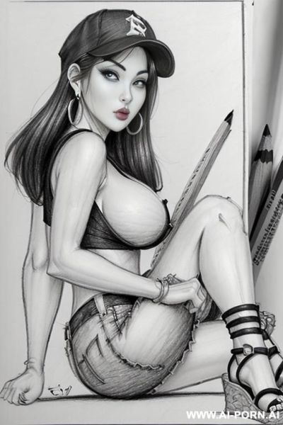 ((((image comic-drawing pencil style))) ((((boobs on close up)))) , (((medium body shot))) , (hoop earrings), brunette pixie haircut, (sexy slut) ,((((pouting lips)))) ((((japanese woman)))) , ((((huge - ai-porn.ai - Japan on pornintellect.com