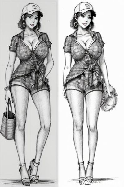 ((((cartoon)))) ((((image drawing pencil style))) (((full body shot))), (at the sunset) (oíl skin body) , (hoop earrings), long, thick, brunette pixie haircut, (sexy slut), (((most beautiful japanese - ai-porn.ai - Japan on pornintellect.com