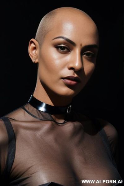 Bald androgynous slight stunted woman, perfect androgynous, man chest - ai-porn.ai on pornintellect.com