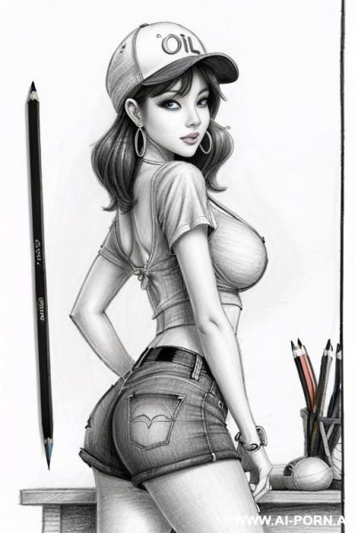 ((((cartoon)))) ((((image drawing pencil style))) (((mediun body shot))), (at the sunset) (oíl skin body) , (hoop earrings), long, thick, brunette pixie haircut, (sexy slut), (((most beautiful japanese - ai-porn.ai - Japan on pornintellect.com