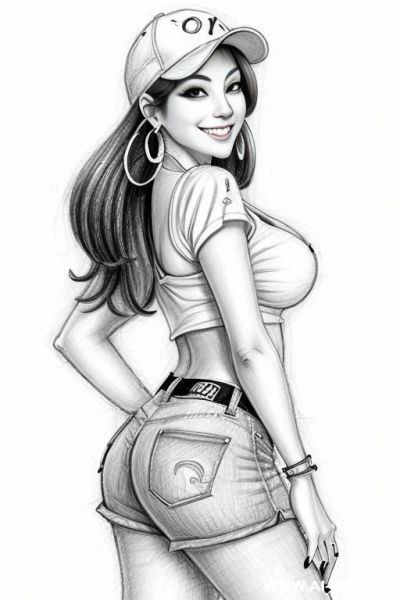 ((((cartoon)))) ((((image drawing pencil style))) (((mediun body shot))), (at the sunset) (oíl skin body) , (hoop earrings), long, thick, brunette pixie haircut, (sexy slut), (((smiling most beautiful - ai-porn.ai - Japan on pornintellect.com