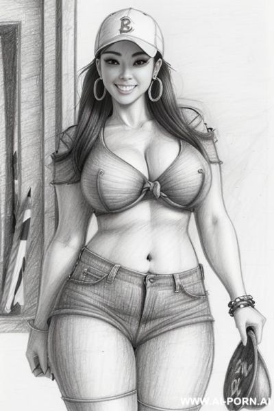 ((((cartoon)))) ((((image drawing pencil style))) (((mediun body shot))), (oíl skin body) , (hoop earrings), long, brunette pixie haircut, (sexy slut), (((most beautiful japanese woman eversmiling))), - ai-porn.ai - Japan on pornintellect.com