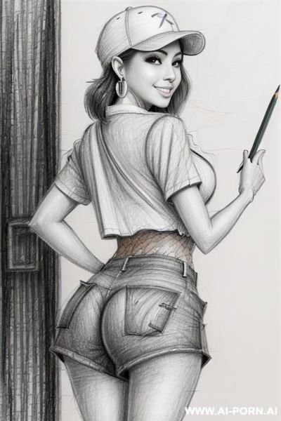 ((((cartoon)))) ((((image drawing pencil style))) (((full body shot))), (oíl skin body) , (hoop earrings), long, brunette pixie haircut, (sexy slut), ((((from behind)))) (((most beautiful oriental woman - ai-porn.ai on pornintellect.com