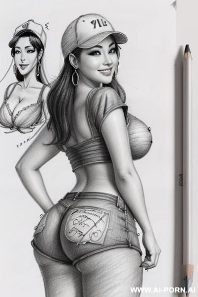 ((((cartoon)))) ((((image drawing pencil style))) (((mediun body shot))), (oíl skin body) , (hoop earrings), long, brunette pixie haircut, (sexy slut), (((most beautiful china woman ever smiling))), - ai-porn.ai on pornintellect.com