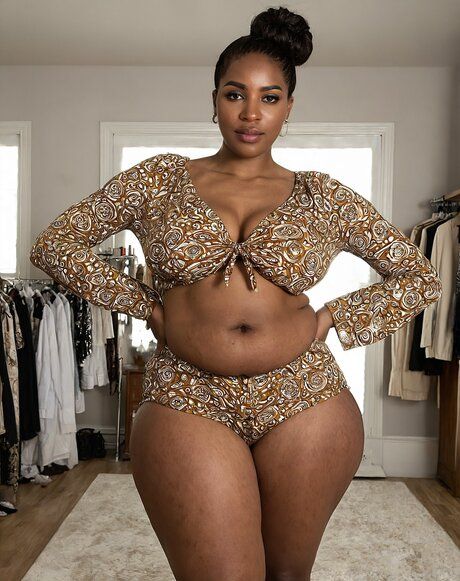 Black girl with a big belly takes off her lingerie to model in the nude - pornpics.com on pornintellect.com