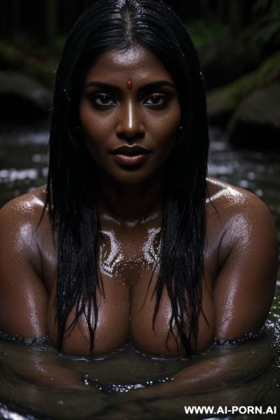Forest stone mud wet waterfall bath - ai-porn.ai on pornintellect.com