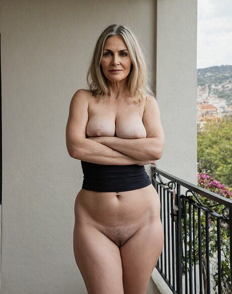 Horny older woman with blonde hair and a big belly strips naked to pose - pornpics.com on pornintellect.com