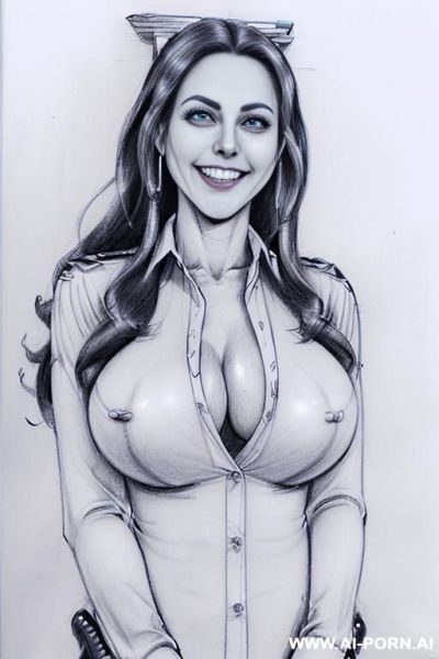 ((((mediun body shot)))) ((((image comic-drawing pencil style)))) down level shot ((((landscape office)))) ((((security guard)))) ((((laugh)))) ((((shameless)))) ((((big eyes)))) pretty italian woman full red - ai-porn.ai - Italy on pornintellect.com