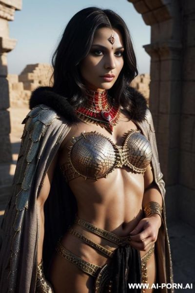(dark sorceress), looking at viewer, (eye contact), ((topless)), arrogant posture, detailed face, (cruel looking face), ultra realistic, terrible eyes, (agressive shaded makeup), highly detailed skin, - ai-porn.ai - Egypt on pornintellect.com