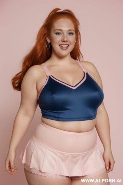 (((half body photo shot close up photo))). a (((british very obese fat bbw redhead))), ((thick body, with tummy and love handless)). (wearing a lingerie garter belt top.) - ai-porn.ai - Britain on pornintellect.com