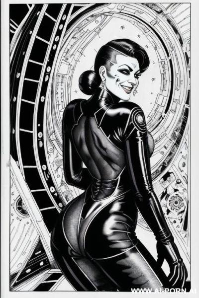 ((((image comic-drawing cartoon style)))) by giger. ((anal missionary)), (((3 sci-fi men and 3 sci-fi lesbian woman fucking))), ((laying on the spaceship ladder)) by giger, atompunk, ((broad chin)), - ai-porn.ai on pornintellect.com
