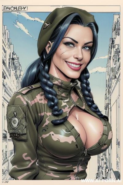 ((((image comic-drawing cartoon style)))) down level shot boobs in closedup ((((sky landscape)))) ((((military woman))))) (((( smile)))) ((((huge eyes)))) (((( nose)))) ((((seductive gaze)))) pretty italian - ai-porn.ai - Italy on pornintellect.com