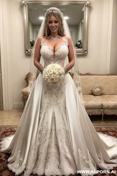 Milf sexbot, front view, full body view, looking at viewer, seductive smile, pretty face, blonde hair, big lips, heavy makeup, ((keep face)), ((keep body)), - ai-porn.ai on pornintellect.com