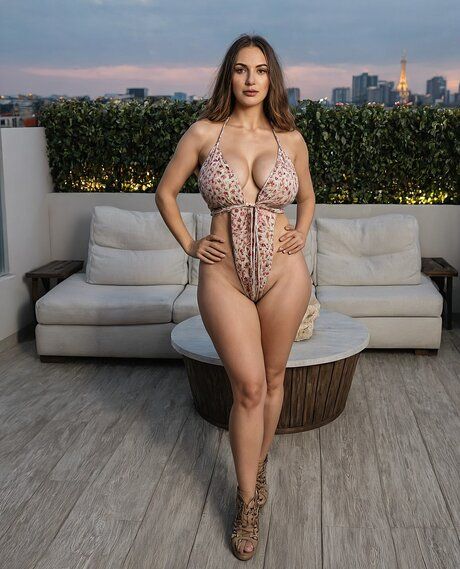 Solo model strips to pose for a nude shoot on the balcony of a penthouse - pornpics.com - Russia on pornintellect.com