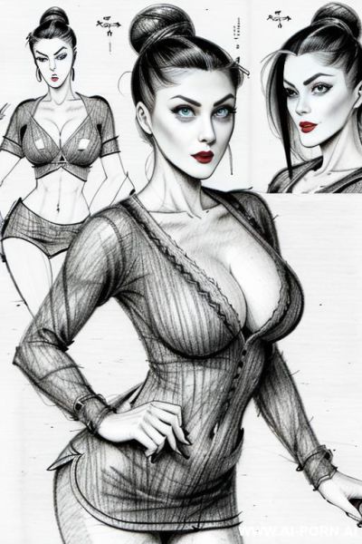 ((((in one panel))) ((((each panel a different pose sexy)))) ((((image comic-drawing pencil style)))) down level shot boobs in closedup ((((landscape office)))) ((((office woman)))) ((((seductive gaze)))) - ai-porn.ai - Italy on pornintellect.com