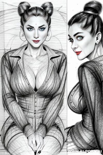 ((((in two panels))) ((((each panel a different pose sexy)))) ((((image comic-drawing pencil style)))) down level shot boobs in closedup ((((landscape office)))) ((((office woman)))) ((((siting)))) - ai-porn.ai - Italy on pornintellect.com
