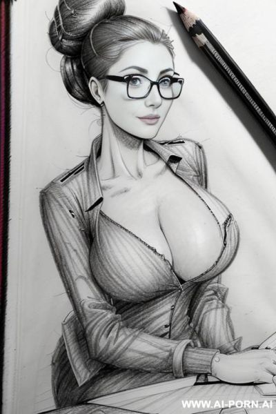((((full body shot)))) ((((in two panels))) ((((each panel a different pose sexy)))) ((((image comic-drawing pencil style)))) down level shot boobs in closedup ((((landscape office)))) ((((office woman)))) - ai-porn.ai - Italy on pornintellect.com