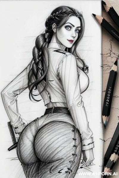 ((((full body shot)))) ((((in two panels))) ((((each panel a different pose sexy)))) ((((image comic-drawing pencil style)))) down level shot ass close up ((((landscape office)))) ((((postwoman)))) - ai-porn.ai - Italy on pornintellect.com