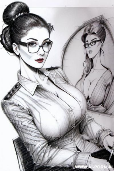 ((((full body shot)))) ((((in two panels))) ((((each panel a different hair cut)))) ((((image comic-drawing pencil style)))) down level shot boobs in closedup ((((landscape office)))) ((((office woman)))) - ai-porn.ai - Italy on pornintellect.com
