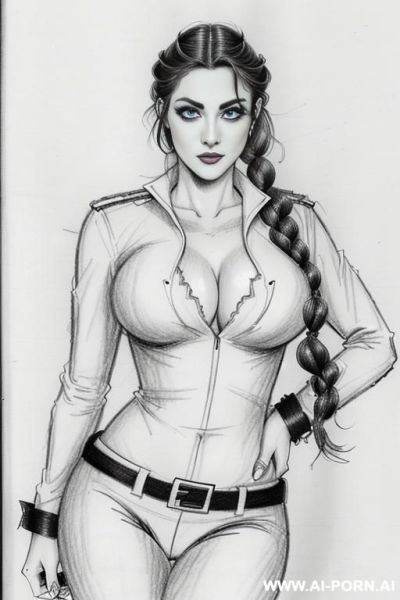 ((((mediun body shot)))) (((on three panels))) ((((each panel a different pose sexy)))) ((((image comic-drawing pencil style)))) down level shot ((((landscape office)))) ((((security guard)))) ((((walking - ai-porn.ai - Italy on pornintellect.com
