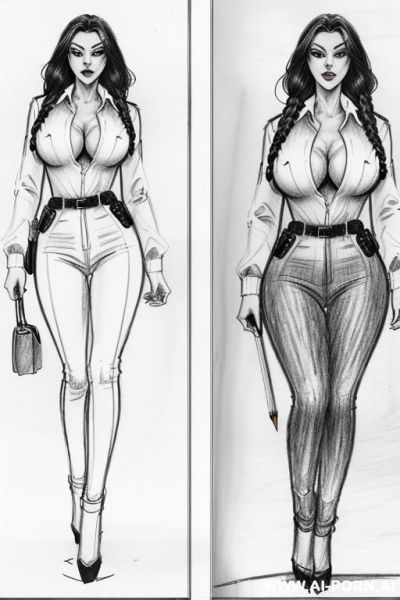 ((((full body shot)))) (((on three panels))) ((((each panel a different pose sexy)))) ((((image comic-drawing pencil style)))) down level shot ((((landscape office)))) ((((security guard)))) ((((walking sexy - ai-porn.ai - Italy on pornintellect.com
